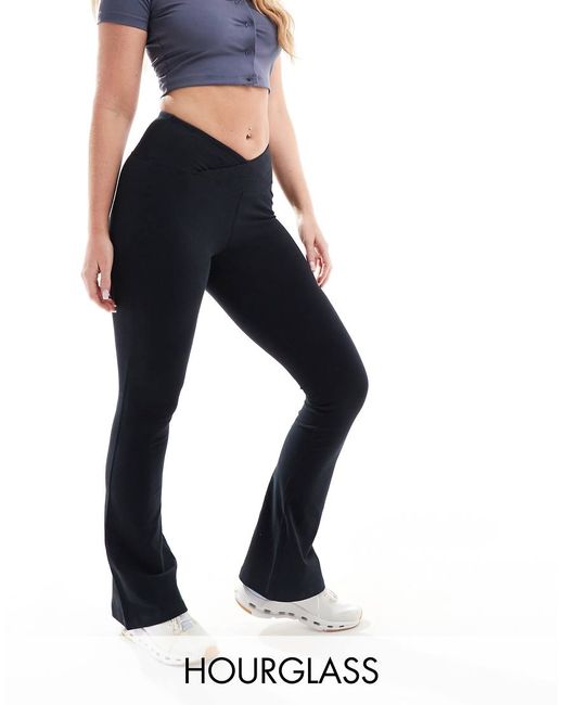 Asos 4505 Hourglass soft touch slim kick legging with wrap waist in Black Stylemi