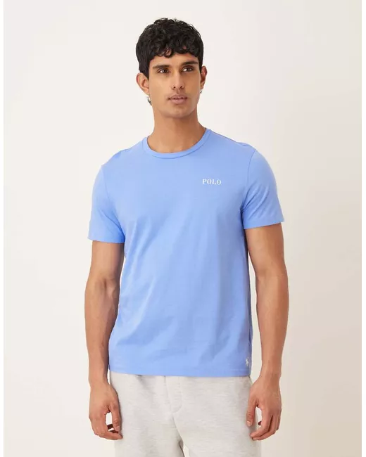 Polo Ralph Lauren Central Logo Short Sleeve Lounge T-Shirt Mid Da Men Di Colore Blu