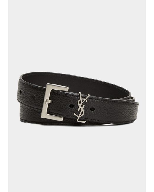 Saint Laurent YSL Monogram Leather Belt - Bergdorf Goodman