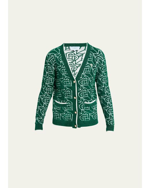 Casablanca Monogram-Jacquard Zip-Up Cardigan