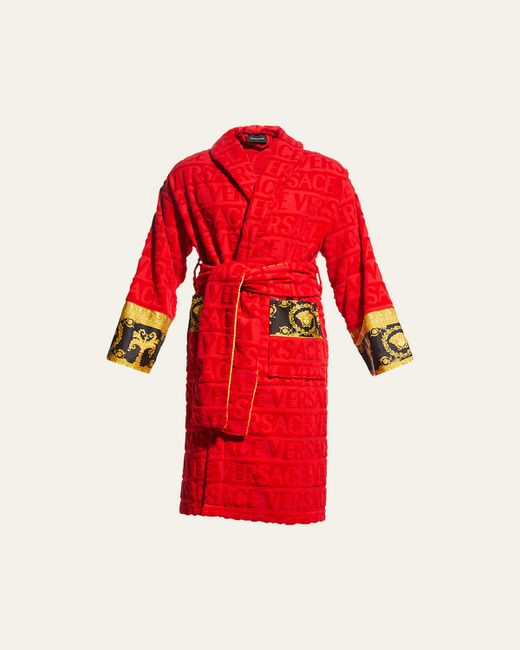 Versace Barocco Sleeve Robe Da Men Di Colore Rosso