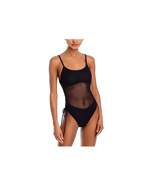 Robin Piccone Aubrey Strapless Cinched One-Piece Swimsuit