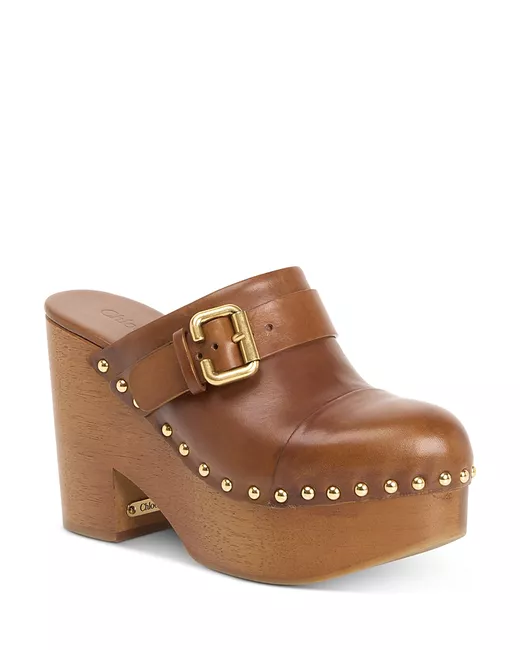 Chloé Women's Brown Jeannette Studded Clogs