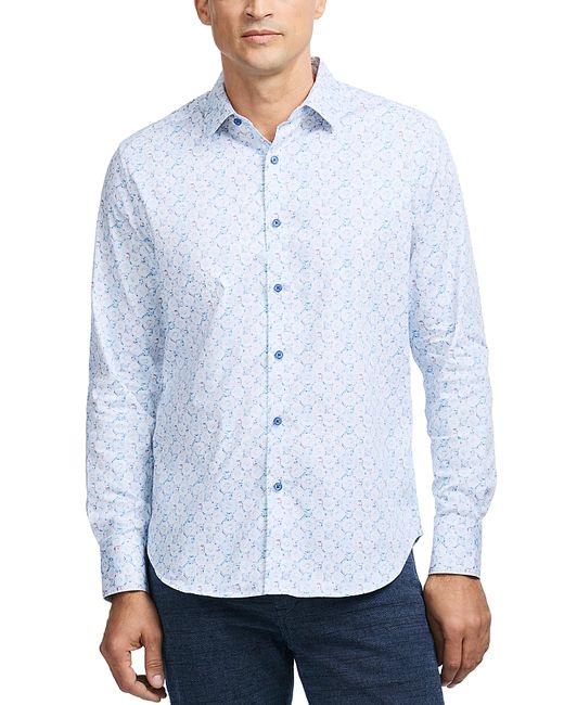Robert Graham Men's White Bramston Cotton Blend Button Down Shirt
