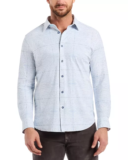Robert Graham Men's Blue Irving Long Sleeve Knit Shirt