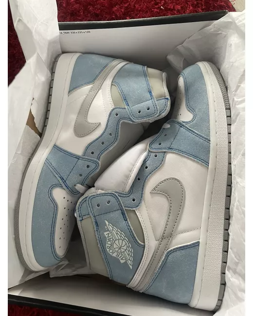 Jordan Women's Blue Air 1 High Og Light And White Brand New Box Laced