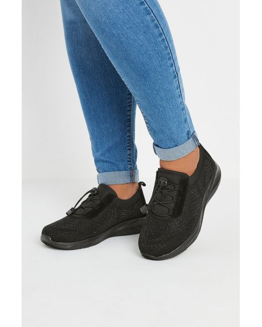 Yours Women's  Curve Diamante Embellished Drawcord Trainers Extra Wide Eee Fit