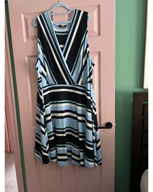 Yours Women's Blue Clothing Striped Dress 30/32
