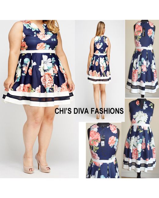 Yours Women's Floral Clothing Print Scuba Skater Dress Sizes 14-24 Rrp 36