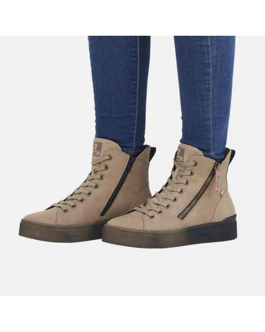 Rieker Women's Brown Evolution Soft Camel Designer Leather Boots Uk 4/37 New