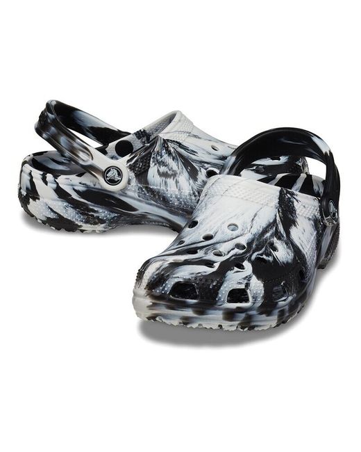 Crocs Women's White Classic Marble Clogs Black/