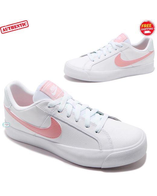 Nike Women's Pink Court Royale Ac White Bleached Coral Shoes Trainers