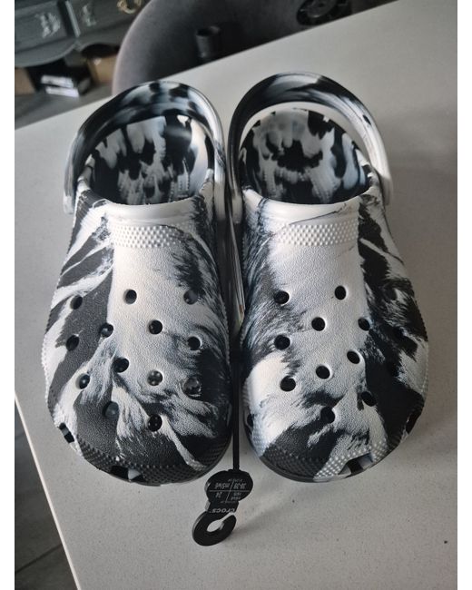 Crocs Women's White 6 Boys Marble Clogs Black New Tags Uk Eu38-39