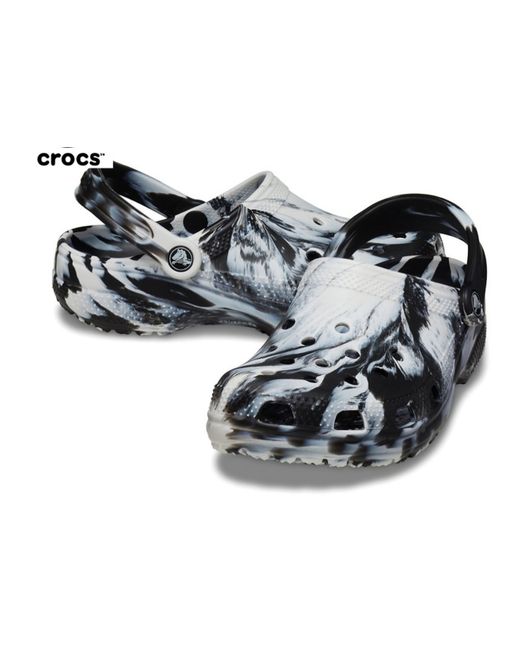 Crocs Women's White Classic Marbled Clogs Black Rrp 49.99 Uk 6 Eu 38-39