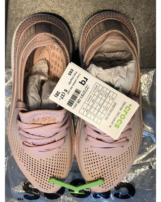 Crocs Women's Pink Brand New Trainers Literide 360 Marbled Lace Up Uk 5