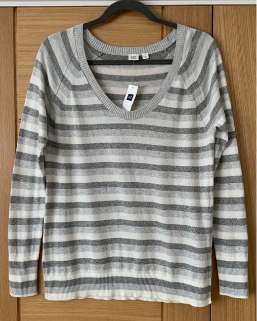 Gap Grey White Mix Striped Pullover Top S 100 Cotton Super Soft New Da Women Di Colore Grigio