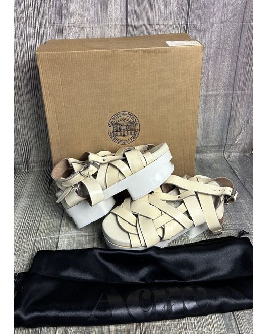 Acne Studios Women's  Studio Tarou Strappy Sandals New Boxed Genuine 450 4uk 37eu Wedge Clog