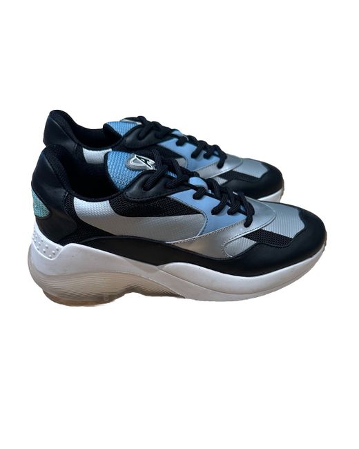 Axel Arigato Women's Silver Trainers Swipe 4uk Eu37 Leather Fabric Black Blue