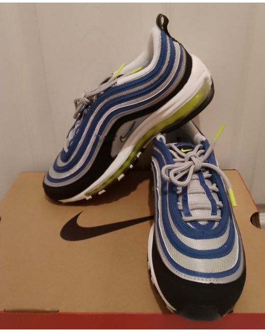Nike Women's Blue Air Max 97 Og Uk 5.5 Us 8 Atlantic Voltage Yellow New Box