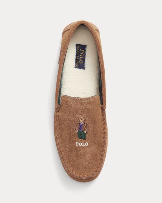 Polo Ralph Lauren Men's  Brenan Polo Bear Suede Slipper Flannel Lining Uk 8