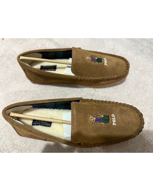 Polo Ralph Lauren Men's Brown Polo Brenan Bear Slippers Rrp 115 42 Uk 8 New
