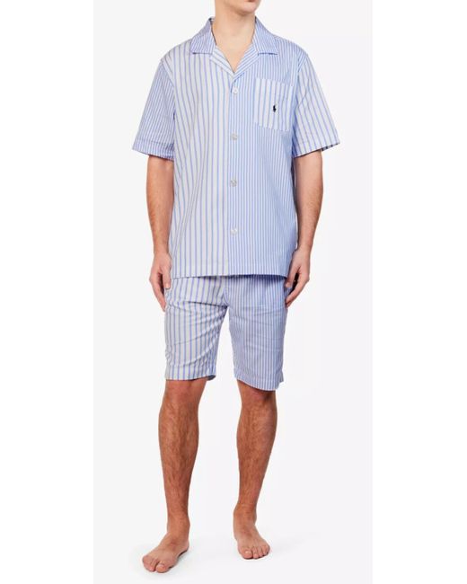 Polo Ralph Lauren New Pyjama Set Horse Logo 100 Cotton M Da Men Di Colore Blu