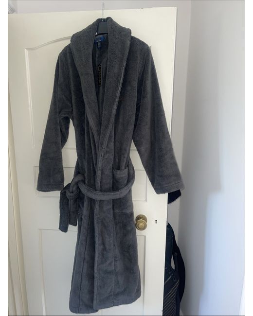 Polo Ralph Lauren Dark Grey Shawl Collar Terry 100 Cotton Dressing Rrp135 Da Men Di Colore Grigio