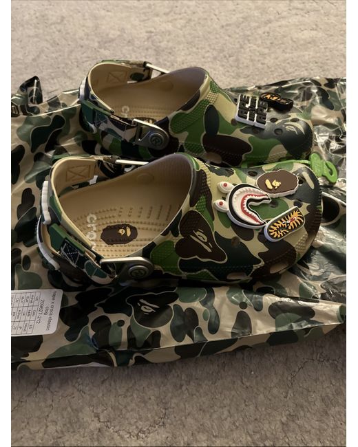 Crocs Women's Green Bape X Classic Clog Camo Uk3/Us4 Brand New