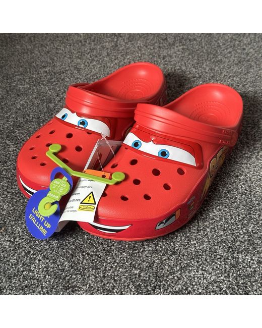 Crocs Men's  Disney/Pixar Cars Lighting Mcqueen Adult Clogs Uk 8 100 Authentic