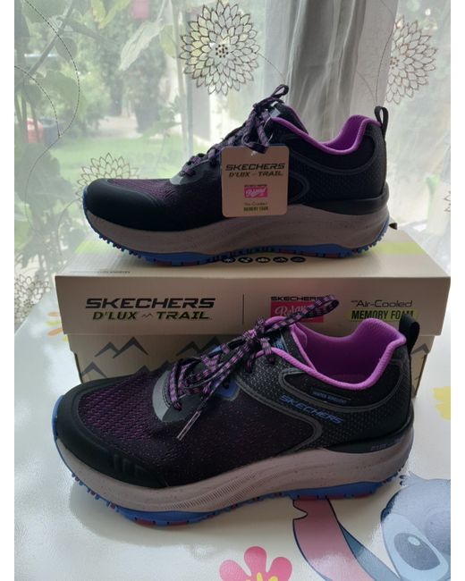 Skechers Women's Purple Dlux Trail Water Repellent Trainers Black 4 37