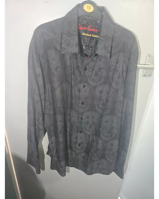 Robert Graham Men's Black Limited Edition Long Sleeve Shirt Xl With Skulls