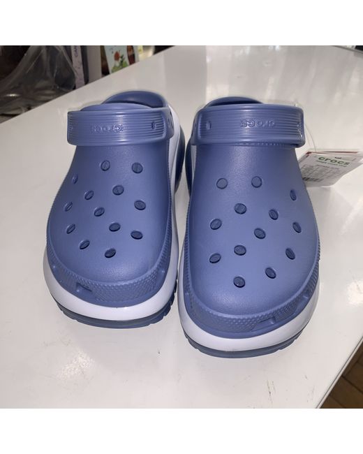 Crocs Women's Blue Ladies Mega Crush Clogs Mules And White Uk 5 Us 7