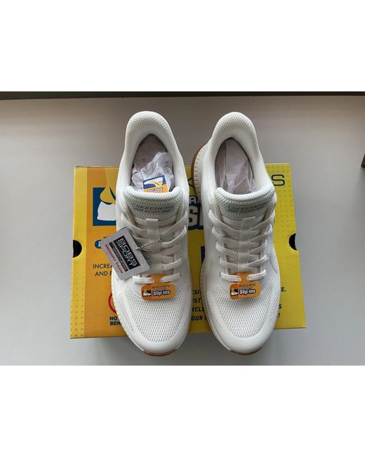 Skechers Women's White Bobs Squad 4 Staple Look Slip-Ins Shoes Trainers 5
