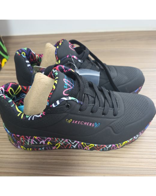 Skechers Women's Black Uno Loving Love 5 Trainers Jgoldcrown 155506-Bbk