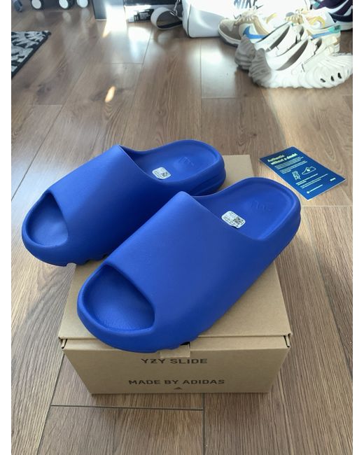 Adidas Men's Blue Yeezy Slides Vibrant Uk10brand New