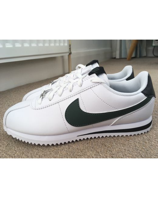 Nike Women's Green Ladies/Youths Cortez Gs Leather Trainers 3 White/Vintage
