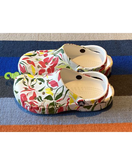 Crocs Women's Floral Adult Baya Print Clogs Uk 7 Gardener White Slip On Closed Toe Comfy