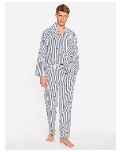 Polo Ralph Lauren Stripe Long Sleeve Cotton Pyjamas Set Medium Da Men Di Colore Blu
