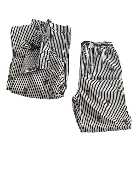 Polo Ralph Lauren Striped Cotton Bear Pyjama Set Medium Da Men