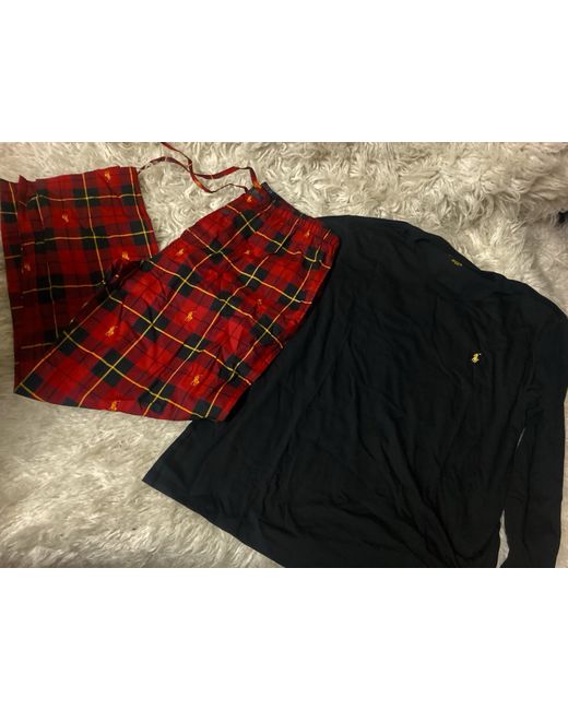 Polo Ralph Lauren Loungewear Pyjamas L Black Long Sleeve Check Gift Boxed Da Men Di Colore Rosso