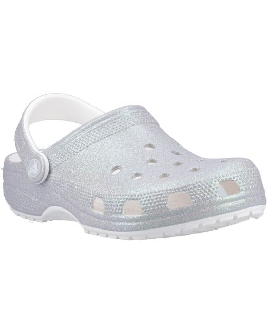 Crocs Women's White Classic Glitter Eva Clogs