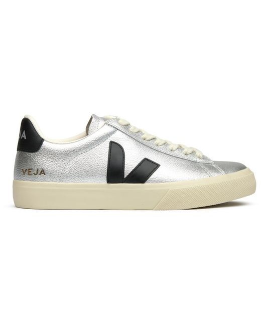 Veja Women's Silver Campo Leather Casual Trainers