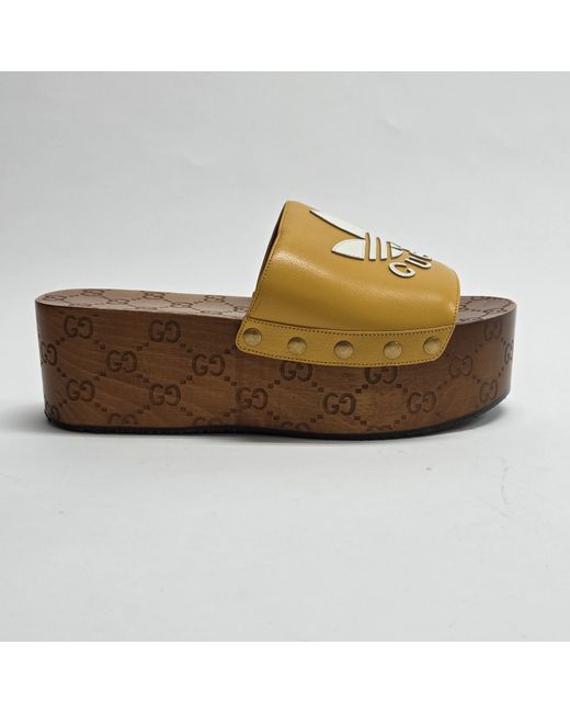 Gucci Women's Yellow X Adidas Gg Clog 707286 D3vf0 7660 Eu38.5 Uk5.5