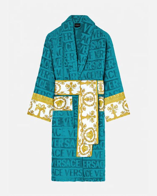 Versace I Baroque Bathrobe Xxl Rrp 390 Da Men Di Colore Blu