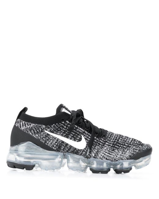 Nike Women's Black Air Vapormax Flyknit 3 White/Metallic Silver Sneakers