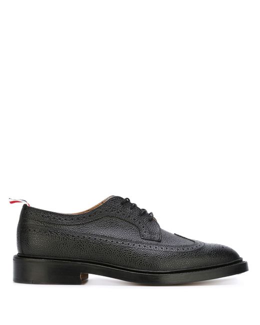Thom Browne Classic Longwing Brogue with Leather Sole in Black