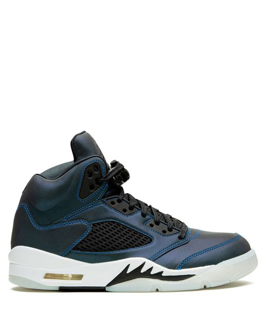 Jordan Women's Blue Air 5 Retro Oil Grey Sneakers