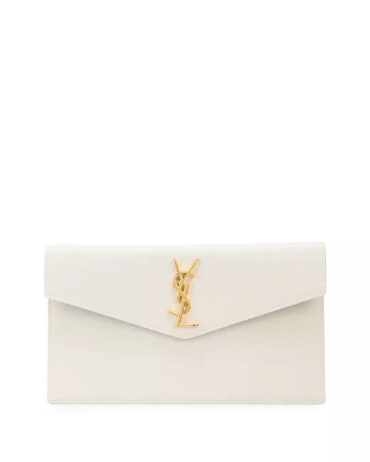 Saint Laurent Medium Monogram Clutch Da Women Di Colore Bianco