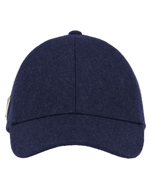 Prada Logo Plaque Cap Da Men Di Colore Blu