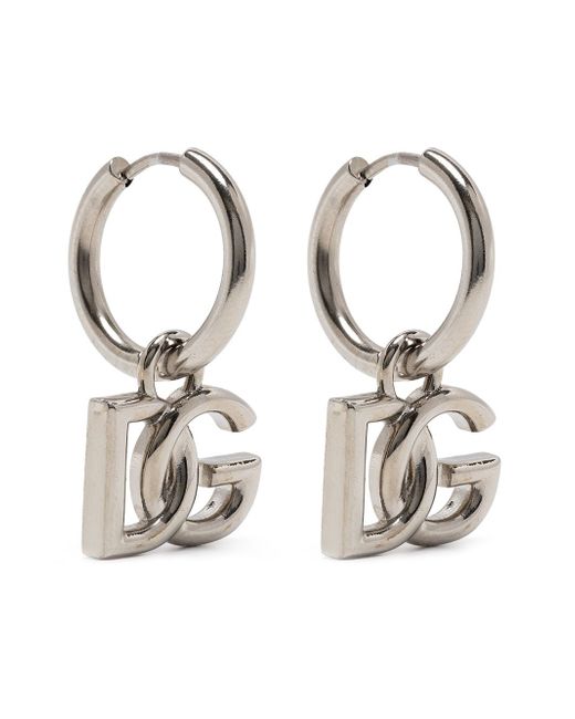 VETEMENTS logo lettering-detail hoop earrings - Silver